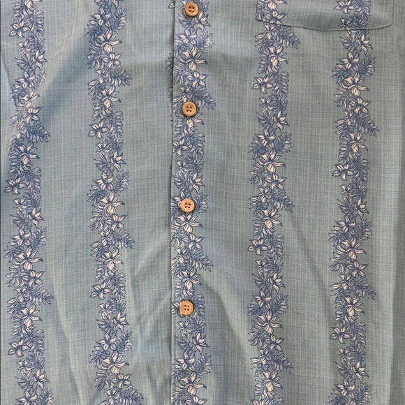 Quicksilver Waterman Blue Floral Short Sleeve Shirt Hawaiian Tropical Large - Picture 3 of 8